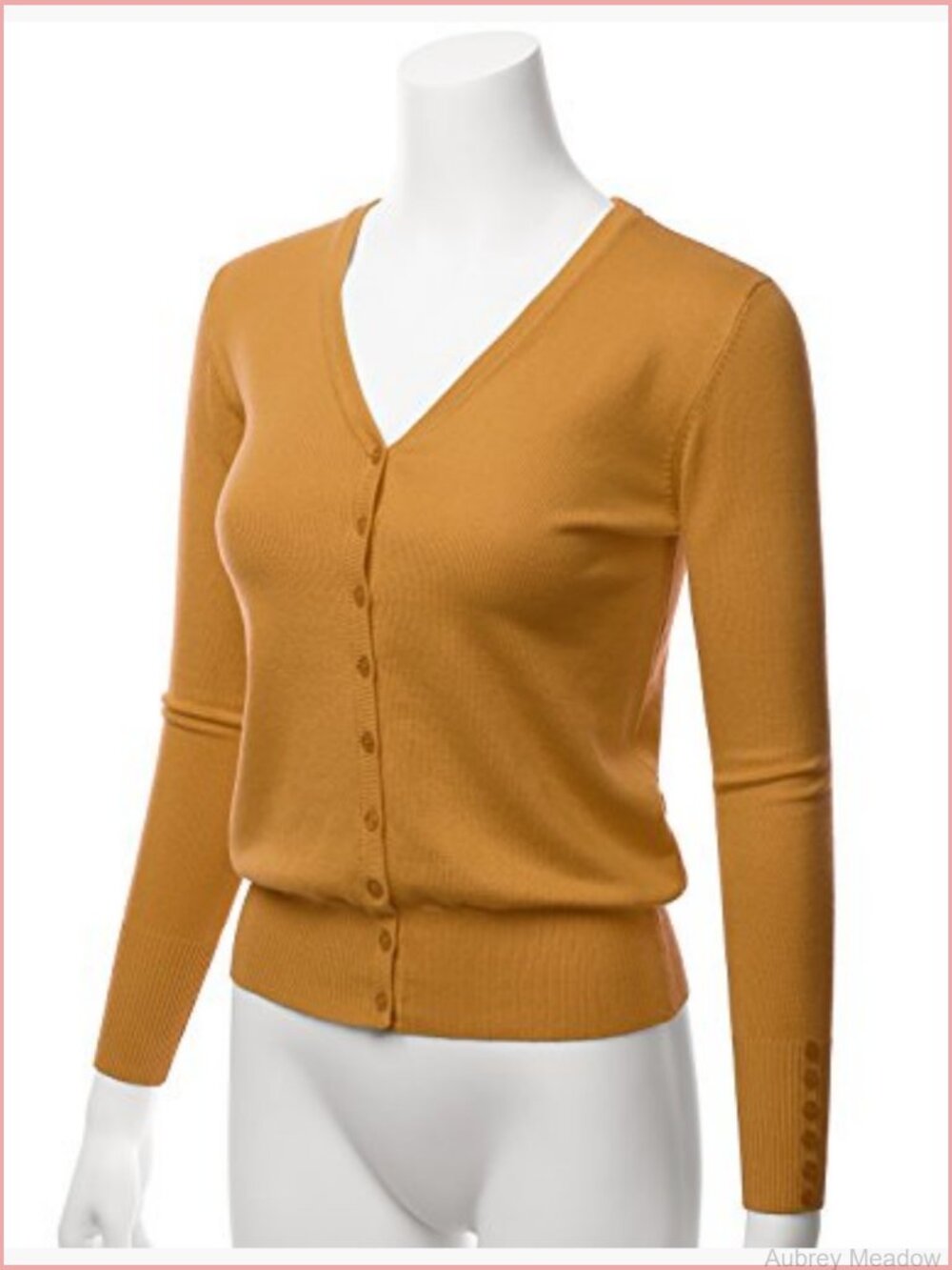 V-Neck Long Sleeve Button Down Sweater Cardigan Soft Knit - Picture 3 of 5